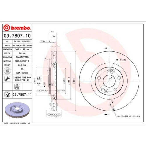 BREMBO Bremsscheibe PRIME LINE - UV Coated 09.7807.11
