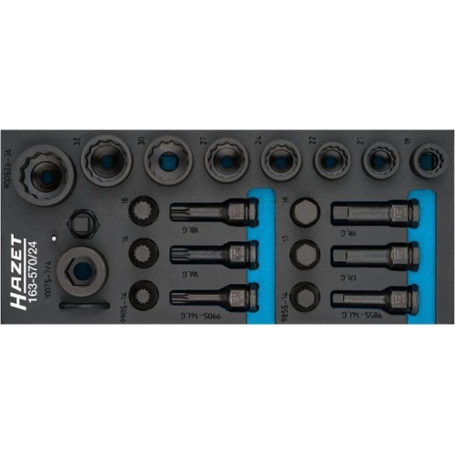 HAZET Schlag-Steckschl&uuml;ssel Satz 1/2 Zoll 24-tlg. 19&ndash;36 mm 163-570/24