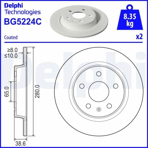 DELPHI Bremsscheibe BG5224C