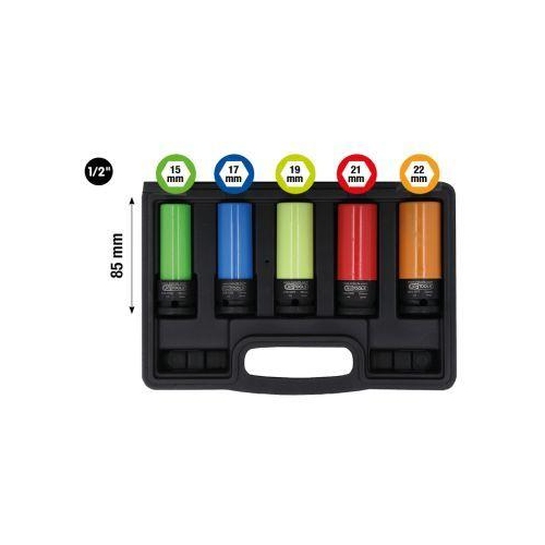 1/2 Zoll Alu-Felgen Kraft-Stecknuss-Satz robust, 5-tlg KS TOOLS 515.0870