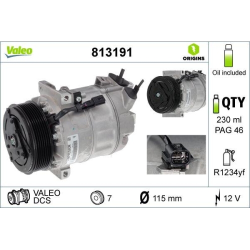 VALEO Kompressor, Klimaanlage VALEO ORIGINS NEW OE TECHNOLOGIE 813191