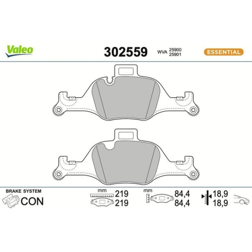 VALEO Bremsbelagsatz, Scheibenbremse ESSENTIAL 302559