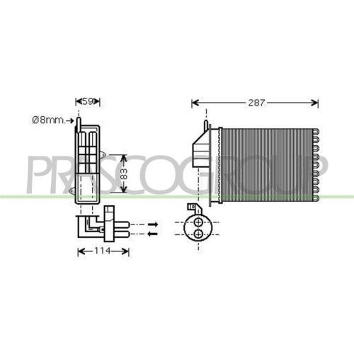 PRASCO W&auml;rmetauscher, Innenraumheizung PrascoSelection FT019H001