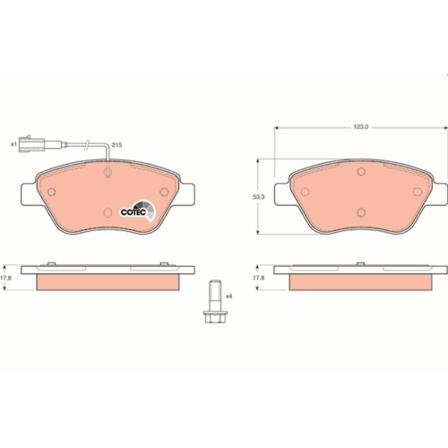 TRW Bremsbelagsatz, Scheibenbremse COTEC GDB1482