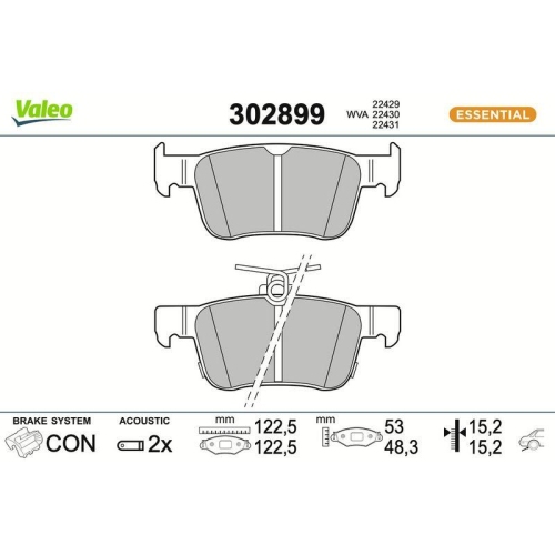 VALEO Bremsbelagsatz, Scheibenbremse ESSENTIAL 302899