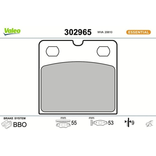 VALEO Bremsbelagsatz, Scheibenbremse ESSENTIAL 302965