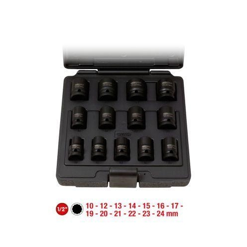 1/2 Zoll 12-kant-Kraft-Stecknuss-Satz, kurz, 13-tlg KS TOOLS 515.0900