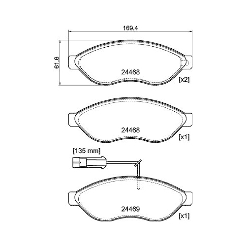 HELLA Bremsbelagsatz, Scheibenbremse 8DB 355 044-451