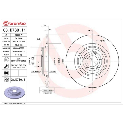BREMBO Bremsscheibe PRIME LINE - UV Coated 08.D760.11