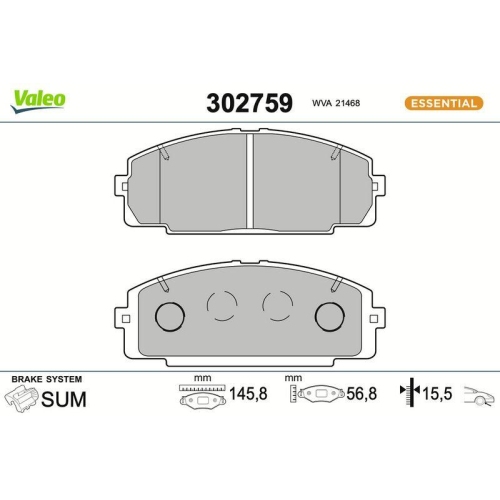 VALEO Bremsbelagsatz, Scheibenbremse ESSENTIAL 302759