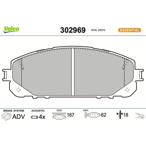 VALEO Bremsbelagsatz, Scheibenbremse ESSENTIAL 302969