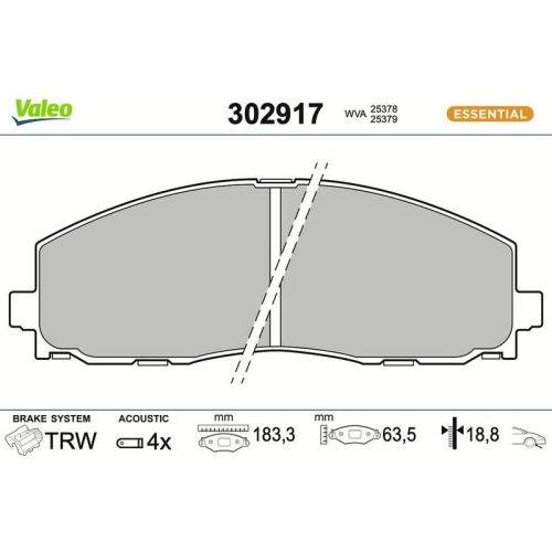 VALEO Bremsbelagsatz, Scheibenbremse ESSENTIAL 302917