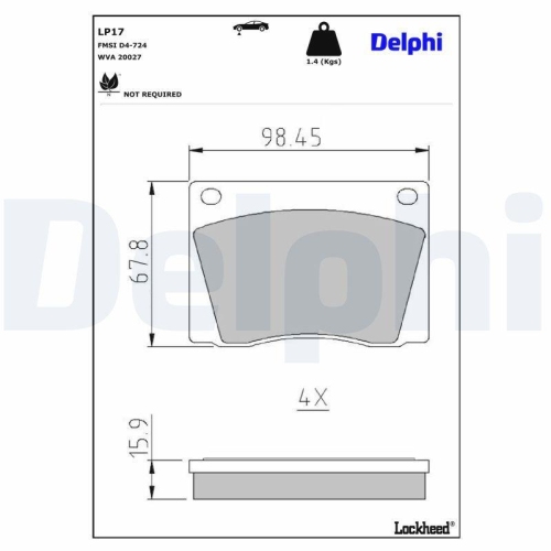 DELPHI Bremsbelagsatz, Scheibenbremse LP17