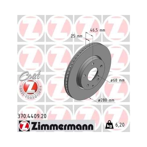 ZIMMERMANN Bremsscheibe COAT Z 370.4409.20