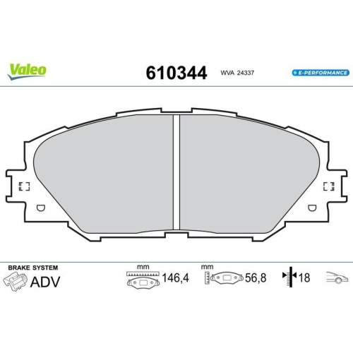 VALEO Bremsbelagsatz, Scheibenbremse E-PERFORMANCE 610344