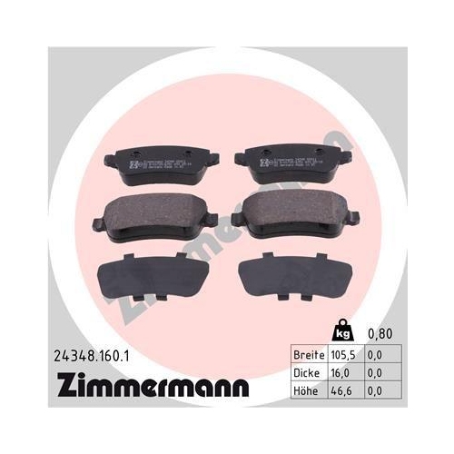 ZIMMERMANN Bremsbelagsatz, Scheibenbremse 24348.160.1