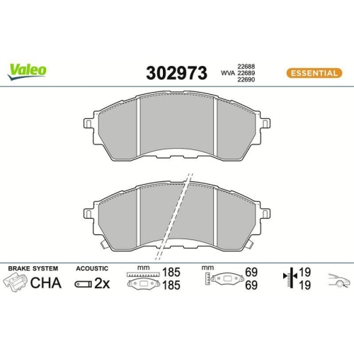 VALEO Bremsbelagsatz, Scheibenbremse ESSENTIAL 302973