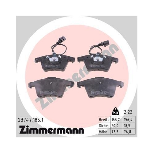 ZIMMERMANN Bremsbelagsatz, Scheibenbremse 23747.185.1