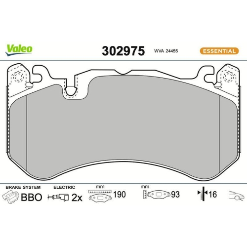 VALEO Bremsbelagsatz, Scheibenbremse ESSENTIAL 302975