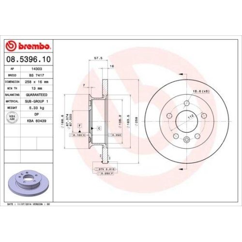 BREMBO Bremsscheibe PRIME LINE 08.5396.10