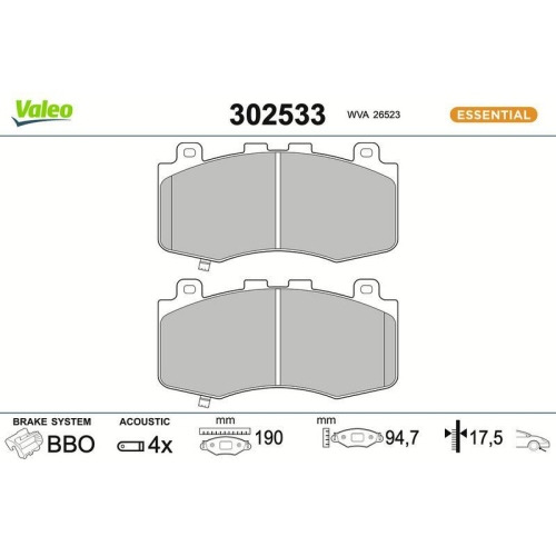 VALEO Bremsbelagsatz, Scheibenbremse ESSENTIAL 302533