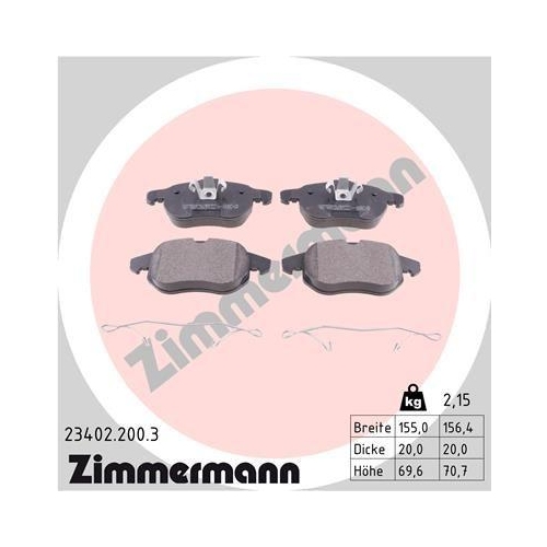 ZIMMERMANN Bremsbelagsatz, Scheibenbremse 23402.200.3