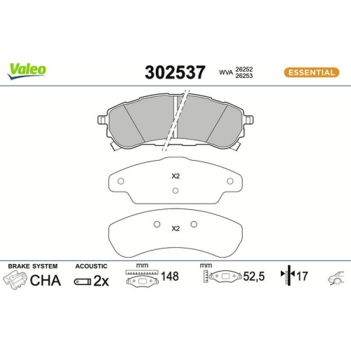 VALEO Bremsbelagsatz, Scheibenbremse ESSENTIAL 302537