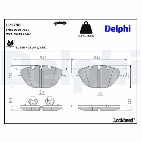 DELPHI Bremsbelagsatz, Scheibenbremse LP1798