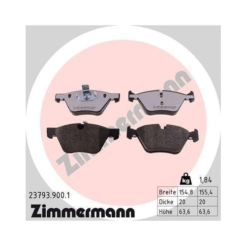 ZIMMERMANN Bremsbelagsatz, Scheibenbremse rd:z 23793.900.1