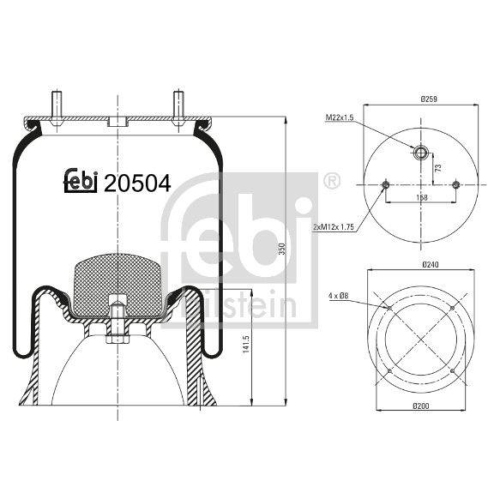 FEBI BILSTEIN Federbalg, Luftfederung 20504