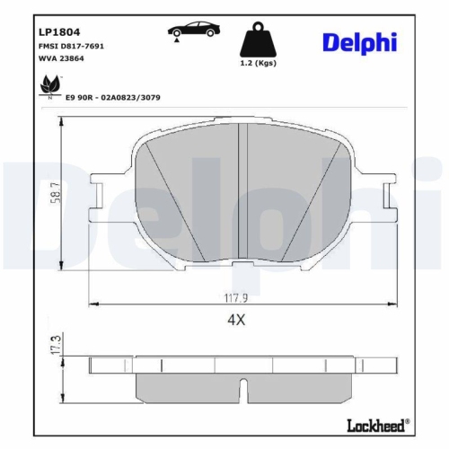 DELPHI Bremsbelagsatz, Scheibenbremse LP1804