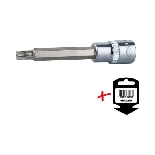 1/2 Zoll CHROMEplus Bit-Stecknuss Torx mit Stirnlochbohrunglang TB60 auf H&auml;nger