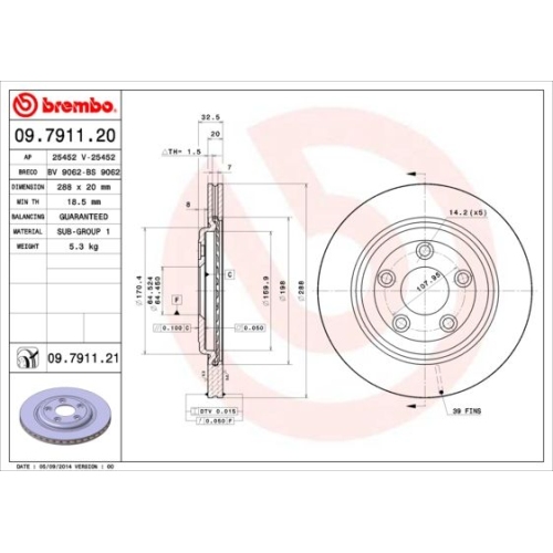 BREMBO Bremsscheibe PRIME LINE - UV Coated 09.7911.21