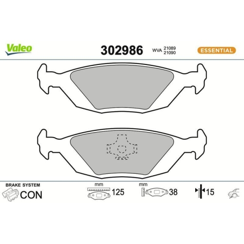 VALEO Bremsbelagsatz, Scheibenbremse ESSENTIAL 302986
