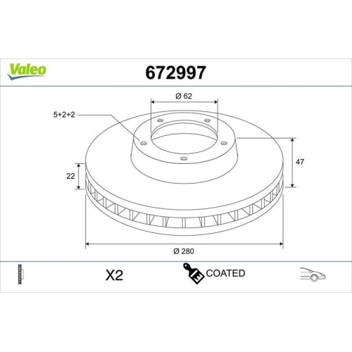 VALEO Bremsscheibe COATED 672997