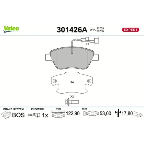 VALEO Bremsbelagsatz, Scheibenbremse EXPERT 301426A