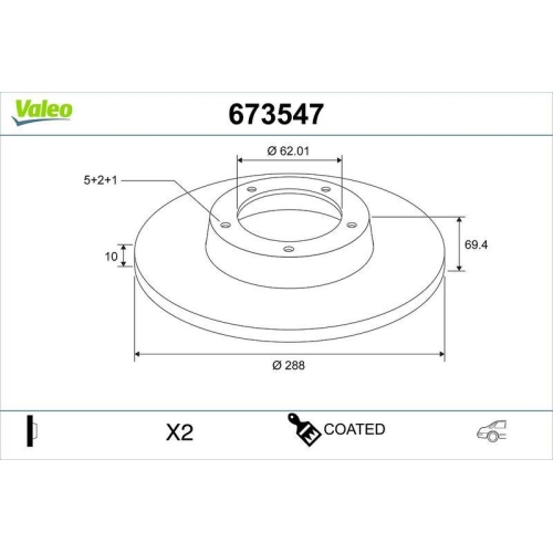 VALEO Bremsscheibe COATED 673547