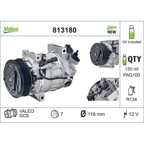 VALEO Kompressor, Klimaanlage VALEO ORIGINS - NEW O.E. TECHNOLOGIE 813180