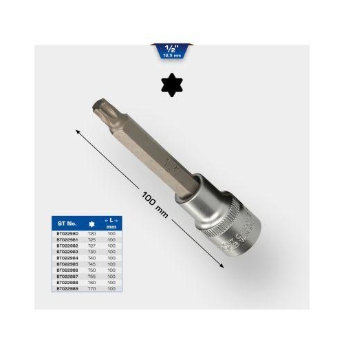1/2 Zoll Torx-Bit-Stecknuss, 100 mm lang, T30 BRILLIANT TOOLS BT022983