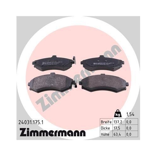 ZIMMERMANN Bremsbelagsatz, Scheibenbremse 24031.175.1