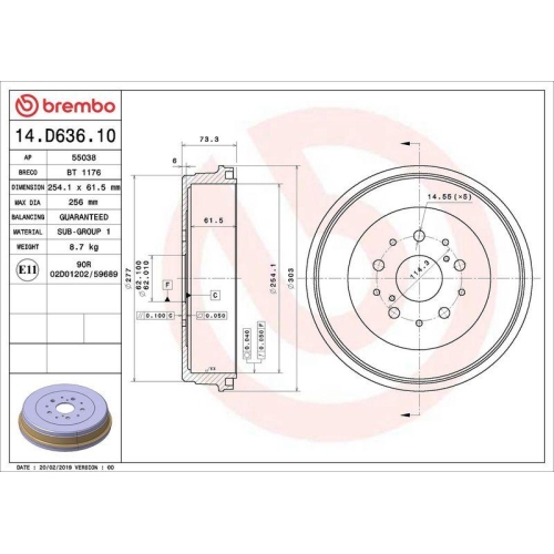 BREMBO Bremstrommel ESSENTIAL LINE 14.D636.10
