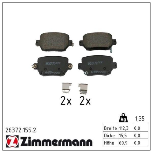 ZIMMERMANN Bremsbelagsatz, Scheibenbremse 26372.155.2