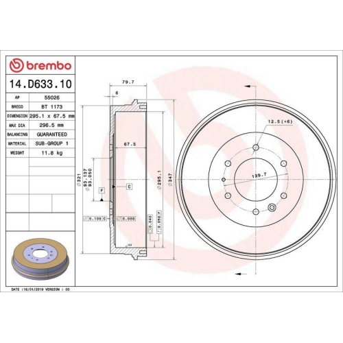 BREMBO Bremstrommel ESSENTIAL LINE 14.D633.10