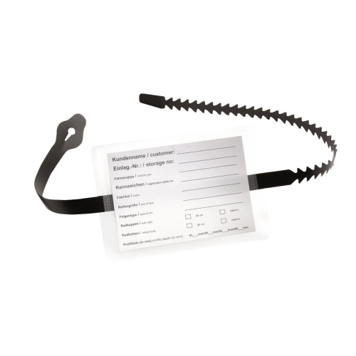 100 Rad-/Reifenanh&auml;nger, inkl Fixierband und Etiketten, DIN A6 quer schwarz