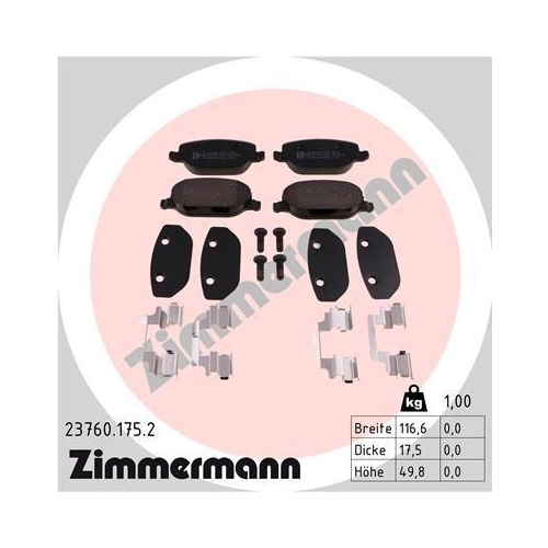 ZIMMERMANN Bremsbelagsatz, Scheibenbremse 23760.175.2