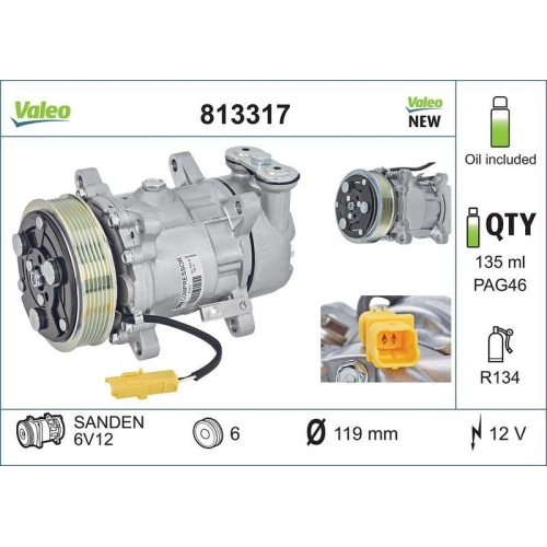 VALEO Kompressor, Klimaanlage VALEO CORE-FLEX 813317