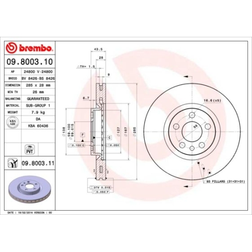 BREMBO Bremsscheibe PRIME LINE - UV Coated 09.8003.11