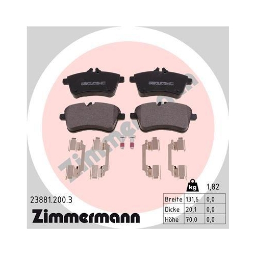 ZIMMERMANN Bremsbelagsatz, Scheibenbremse 23881.200.3