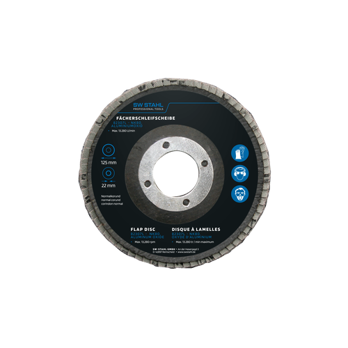 F&auml;cherschleifscheibe, Aluminiumoxid, 125 mm, NK80, 10 St&uuml;ck SW Stahl 82307L