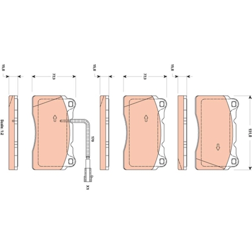 TRW Bremsbelagsatz, Scheibenbremse GDB1871